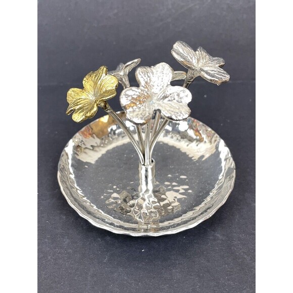 MICHAEL ARAM Clover Ring Dish Trinket Tray Silver & Gold - Picture 2 of 8